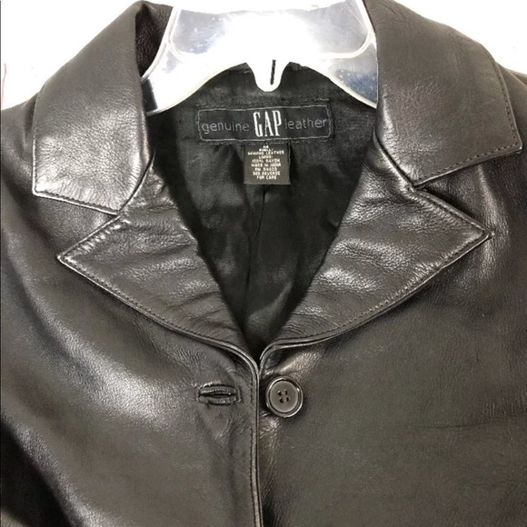 Gap Genuine Leather Jacket Medium Vintage Black - Picture 7 of 8